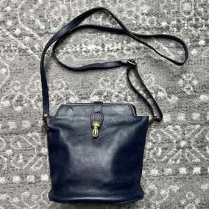 Pelletteria Di Mario Navy Blue Leather Crossbody Purse Made In Italy Adjustable